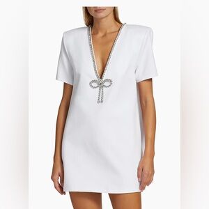 Area Core Crystal Bow V-Neck T-Shirt Dress,BRAND NEW WITH TAG, Size Small$695